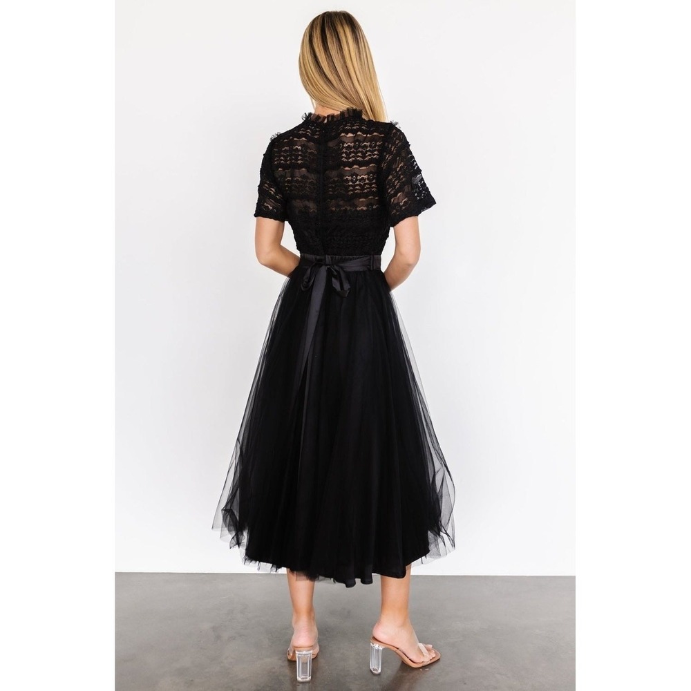 Baltic Born NWOT Darcy Tulle Midi Dress Black Lace Party Cocktail Evening Small - Picture 4 of 12
